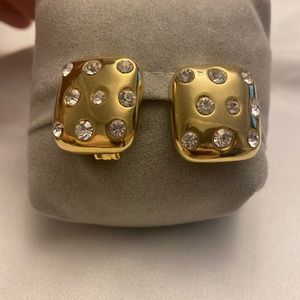 Gold tone Rhinestone Clip-on Earrings